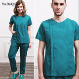Short sleeve beauty salon workwear Health service scrub Uniform V-Neck scrubs lab uniform women Sets pet grooming scrub set/tops
