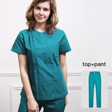 Short sleeve beauty salon workwear Health service scrub Uniform V-Neck scrubs lab uniform women Sets pet grooming scrub set/tops