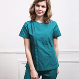 Short sleeve beauty salon workwear Health service scrub Uniform V-Neck scrubs lab uniform women Sets pet grooming scrub set/tops